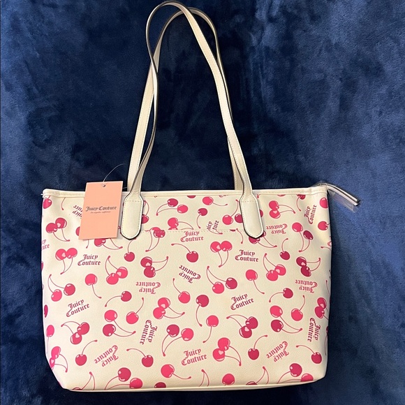 Juicy Couture Cherry Pattern Tote in Cream and Red - Picture 3 of 6